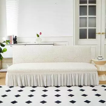 Чехол для дивана-кровати без подлокотников с овечьей флисовой юбкой по краю, эластичный чехол для дивана, полный комплект, чехол для дивана, 3 размера S 120-150cm