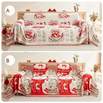 Чехол для дивана Lucky Star Gaozhao из шенилла, устойчивый к царапинам от кошек, утолщенный, нескользящий, универсальный чехол для дивана, полный комплект, новогодний чехол, тканевая подушка 180*130cm