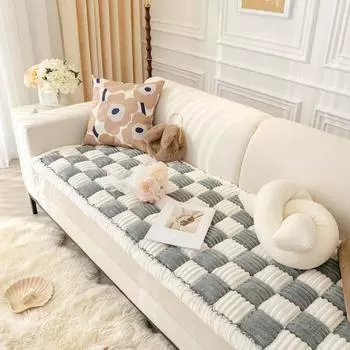 Чехол для дивана Magic, защитный чехол для дивана в стиле садовой ткани, фланелевый чехол для дивана в клетку кремового цвета с большим квадратным ковриком для домашних животных 70x150cm