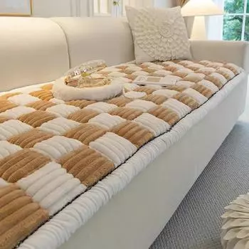 Чехол для дивана Magic, защитный чехол для дивана в стиле садовой ткани, фланелевый чехол для дивана в клетку кремового цвета с большим квадратным ковриком для домашних животных 45x45cm 1pc