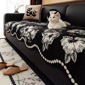 Чехол для дивана Modern Camellia Chenille - подходит для одно- и четырехместных диванов, мягкий и удобный, нескользящий, пыленепроницаемый и дышащий защитный чехол для дивана 90*90cm