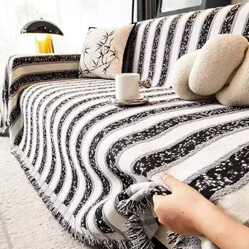 Чехол для дивана на все сезоны для кемпинга и пикника, полосатый диван-фонда, чехлы для диванов из шенилла, коврики, пледы 180x130