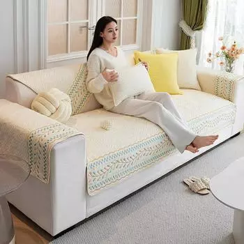 Чехол для дивана Подушка для дивана Four Seasons Универсальный нескользящий высококачественный прямой чехол для подушки в кремовом стиле Ткань 70*70cm