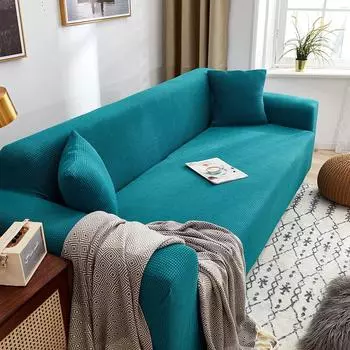 Чехол для дивана, полностью завернутый, однотонный, эластичный, диванная подушка, толстый кукурузный флис, универсальная угловая подушка для четырех сезонов для гостиной Pillowcase45x45cm серебряный