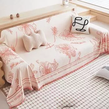 Чехол для дивана-полотенца, нескользящий чехол для диванной подушки, универсальный чехол на четыре сезона, простой современный универсальный чехол, полотенце, диванная подушка 180*130cm чёрный