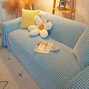 Чехол для дивана Полотенце Универсальный чехол для дивана Полный комплект Чехол Ткань Полный комплект Универсальное полотенце для дивана Подушка для дивана 100*120 синий