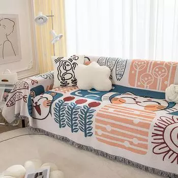 Чехол для дивана, полотенце, высококачественная нескользящая подушка, всеобъемлющий универсальный чехол, чехол для дивана с изображением мультфильма, хлопковое одеяло 90*90cm