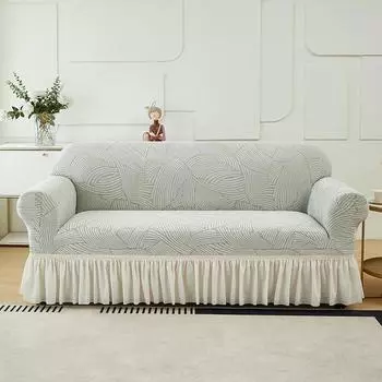 Чехол для дивана с эластичной жаккардовой юбкой, универсальный чехол, всесезонный универсальный чехол для дивана, чехол с защитой от царапин от кошек 90-140