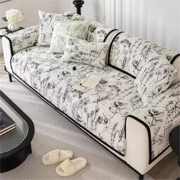 Чехол для дивана с цветочной вышивкой, полотенце из синели, нескользящий, для детей, домашних животных, кошек, коврик для сидения дивана, подушка для гостиной, домашний декор 70X70cm 1pc