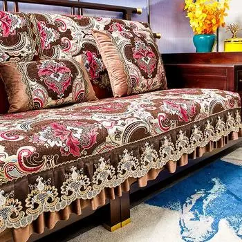 Чехол для дивана с европейской вышивкой, Нескользящий чехол для дивана из синели, домашний декор, четырехсезонные универсальные чехлы для диванов, защита для подушек 50x60