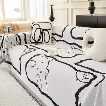 Чехол для дивана с изображением милого медведя, ткань, не царапающая четыре сезона, универсальная подушка для дивана, встроенная нескользящая спинка, полотенце, пылезащитный чехол 180*130cm