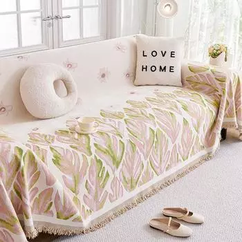 Чехол для дивана с кисточками из шенилла, универсальное покрывало для дивана Four Seasons, устойчивое к царапинам от кошек, полное покрывало для офиса, кровати, кемпинга 180x130