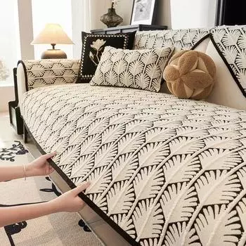 Чехол для дивана с листьями шенилла, жаккардовый, нескользящий, подушка для дивана в форме буквы L, универсальные чехлы для полотенец для дивана, домашний декор 1pc 30x50 pillowcase