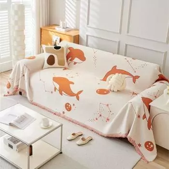 Чехол для дивана с мультяшным принтом для гостиной, мягкий чехол для дивана из синели, полное покрытие, ткань, противоскользящая, защита от царапин для кошек, диван, защита 180X130cm серый