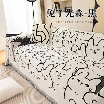 Чехол для дивана с мультяшным рисунком, синельное полотенце для дивана, ткань с полным покрытием, универсальный чехол для дивана с полным покрытием, одеяла с защитой от кошачьих царапин 180x130cm