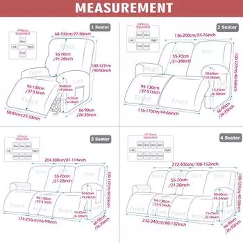 Чехол для дивана с откидной спинкой, водонепроницаемый чехол с откидной спинкой, эластичный мягкий чехол для дивана для гостиной, детей, домашних животных 1-Seater 4 Pieces серый