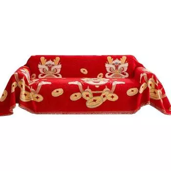 Чехол для дивана с полным покрытием, осенне-зимний нескользящий чехол, одеяло, свадебный красный чехол для дивана, универсальная подушка для дивана из синели Four Seasons 180*130cm