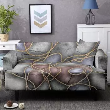 Чехол для дивана с принтом для гостиной, эластичный камуфляжный чехол для дивана в золотую полоску, защита от грязной мебели 1 seat 90-140cm
