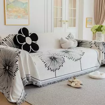 Чехол для дивана с принтом, синельное полотенце для дивана, плюшевое одеяло с кисточками, чехол для дивана, универсальное диванное полотенце с защитой от кошачьих царапин для гостиной 180x130cm1pcs