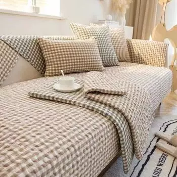 Чехол для дивана с противоскользящим покрытием для гостиной, защита мебели, летний хлопковый чехол для диванной подушки с принтом Pladi Funda Cojin 70X70cm 1pc кофейный