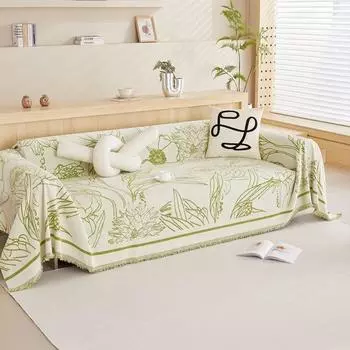 Чехол для дивана с растением, утолщенное полотенце из синели, нескользящее, не царапающееся, цельное, ткань для подушек для дивана, полное покрытие, чехол для дивана 180*130