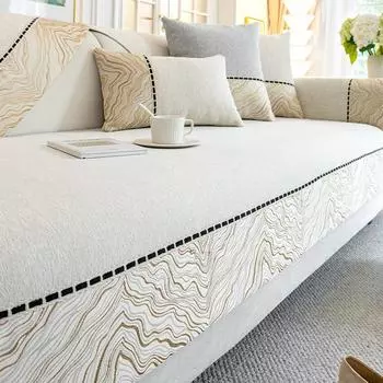 Чехол для дивана с узором синели по краям, сплошной цвет, утолщенное полотенце для дивана, противоскользящая подушка для дивана для гостиной, четыре сезона 70x70cm 1pcs