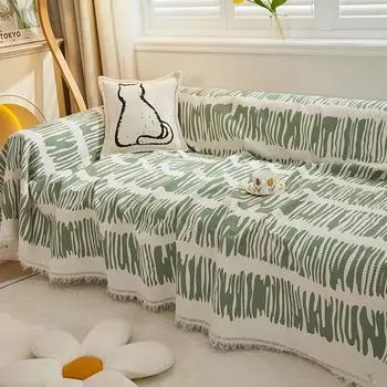 Чехол для дивана с вафельным принтом, ткань Four Seasons, универсальное полосатое полотенце для дивана, чехол для дивана в стиле Ins 180*130cm