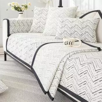 Чехол для дивана с волнистыми полосками из шенилла, универсальный чехол для дивана Four Seasons, нескользящий, с геометрическим узором, для гостиной, подушка для дивана, подлокотник, спинка 70x70cm 1pcs