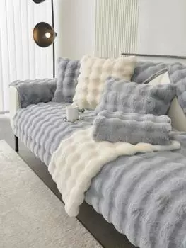 Чехол для дивана с волнистыми полосками, зимняя, утолщенная, простая, противоскользящая, подушка, спинка, сиденье, полотенце, оптовая продажа, чехлы для диванов, коврик 70x70cm 1cps бордовый