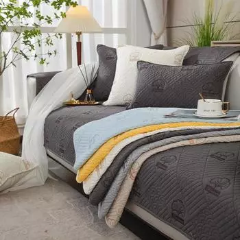 Чехол для дивана с вышивкой Biloba, хлопковые Нескользящие диванные подушки, чехол для дивана, универсальные чехлы для полотенец для дивана, домашний декор 70x70cm 1pcs