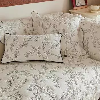 Чехол для дивана с вышивкой из чистого хлопка, промытый, подушка для дивана, всесезонный, универсальный, нескользящий, хлопчатобумажный чехол для гостиной 70x70