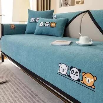 Чехол для дивана с вышивкой из мультфильма, мягкий, шенилловый, однотонный, для гостиной, современный, простой, универсальный, нескользящий, подушка для дивана 30x50cm pillowcase оранжевый