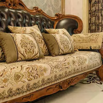 Чехол для дивана с вышивкой из шенилла, роскошный чехол для гостиной, нескользящий чехол для сиденья, полотенце для дивана Four Seasons, подушка для домашнего дивана 60x60