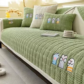 Чехол для дивана с вышивкой «Кошачья лапка» Теплый плюшевый чехол для спинки, полотенце, нескользящий чехол для дивана в гостиной, Г-образные подлокотники, защита от пыли 70x70