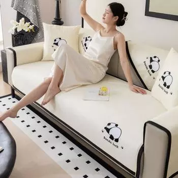 Чехол для дивана с вышивкой «Панда» для гостиной, летний чехол для диванной подушки из ледяного шелка, чехол для дивана, чехол Funda Cojin 70X70cm 1pc