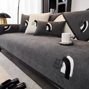 Чехол для дивана с вышивкой синели и буквами, современный чехол для дивана, модная Нескользящая однотонная подушка для гостиной, однотонный чехол для дивана, наволочка 70x70cm 1pcs