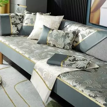 Чехол для дивана с вышивкой, универсальное синельное полотенце на четыре сезона, Нескользящий чехол для дивана, угловая подушка для сиденья, защитные чехлы для дома 70x70cm 1pcs серебряный серый