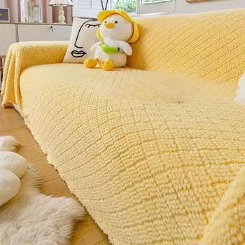 Чехол для дивана с защитой от царапин, зимнее плюшевое цельное полотенце для дивана, универсальный чехол для дивана, двустороннее утолщенное одеяло для дивана 180*130cm