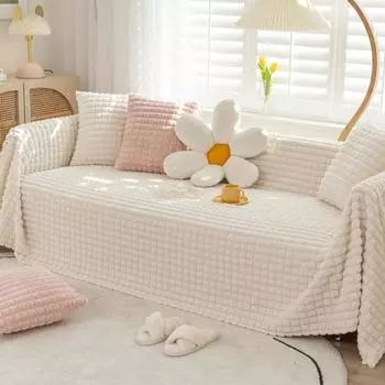 Чехол для дивана с защитой от царапин от кошек, одеяло, полное покрытие, полотенце для дивана Ins Style, зимний плюшевый чехол для дивана, универсальная подушка, все включено 180*130cm