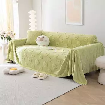 Чехол для дивана с защитой от царапин, чехол для полотенца, универсальный универсальный нескользящий коврик, тканевый зимний плюшевый чехол для дивана 180*130cm зелёный