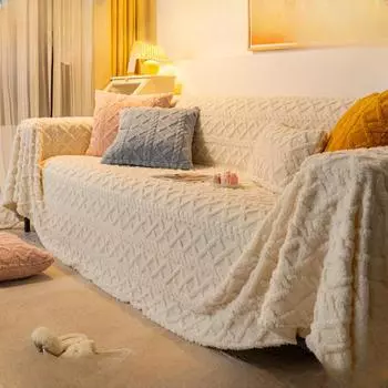 Чехол для дивана с защитой от царапин, тканевый чехол для дивана в стиле Ins, зимний плюшевый чехол для дивана, универсальный универсальный чехол для дивана, полностью покрытый 180*130cm