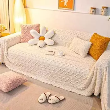 Чехол для дивана с защитой от кошек, тканевое полотенце, осенне-зимний плюшевый противоскользящий чехол для песка, универсальное универсальное одеяло для дивана, полное покрытие 180-130cm