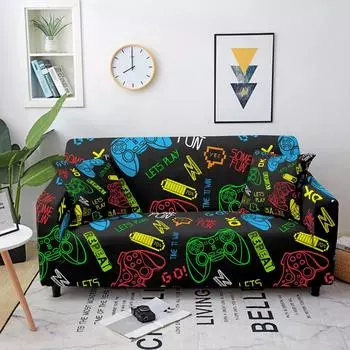 Чехол для дивана Seater, 3d цифровой геймпад, чехол для дивана с геометрическим рисунком, эластичный чехол для дивана, чехол для гостиной, L-образный домашний декор 1 Seater (90-140cm)
