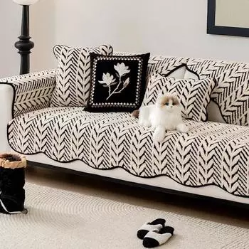 Чехол для дивана Thicken Stripe Plush для гостиной, зимний, противоскользящий, волнистый, с кромкой, подушка для дивана, пылезащитное полотенце, защитное покрытие для мебели 70x70 A