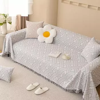 Чехол для дивана, тканевый, универсальный всесезонный, полный комплект чехлов для дивана из хлопкового и льняного латекса, полотенце для дивана 180*130cm
