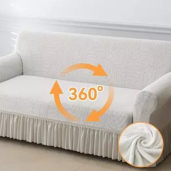 Чехол для дивана-юбки, универсальный, всесезонный, универсальный, для трех или четырех человек, для гостиной, эластичный тканевый чехол для дивана 90-140 бежевый