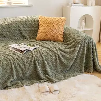 Чехол для дивана, устойчивый к царапинам, зимний плюш, высококачественный чайный зеленый, универсальный чехол для дивана, полотенце 180*130cm
