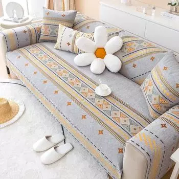 Чехол для дивана в богемном стиле, синель, универсальное полотенце для дивана, противоскользящие комбинированные чехлы для диванной подушки, чехлы для защиты гостиной 70x70cm 1pcs