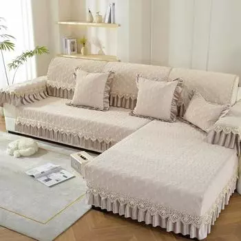 Чехол для дивана в европейском стиле на все времена года, нескользящий чехол для дивана, простой тканевый чехол для диванной подушки 70*70cm+Skirt18cm