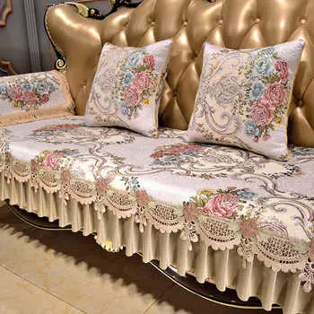 Чехол для дивана в гостиную, нескользящий, защитный чехол для мебели, украшение для дома, подушка для дивана, классический чехол с вышивкой цветов 50x60